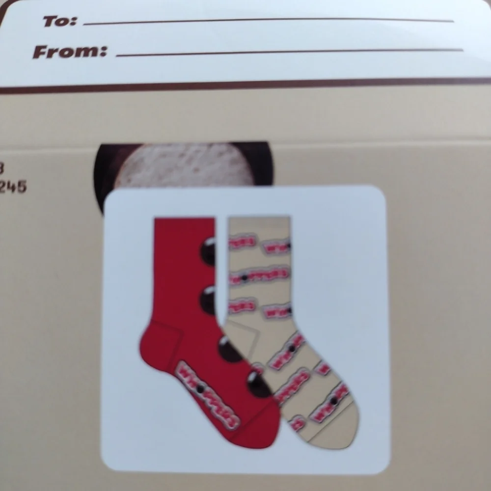Whoppers Chocolate Candy Crew Socks 2 Pairs Mens Womens Fun Novelty Gift Sz 4-10